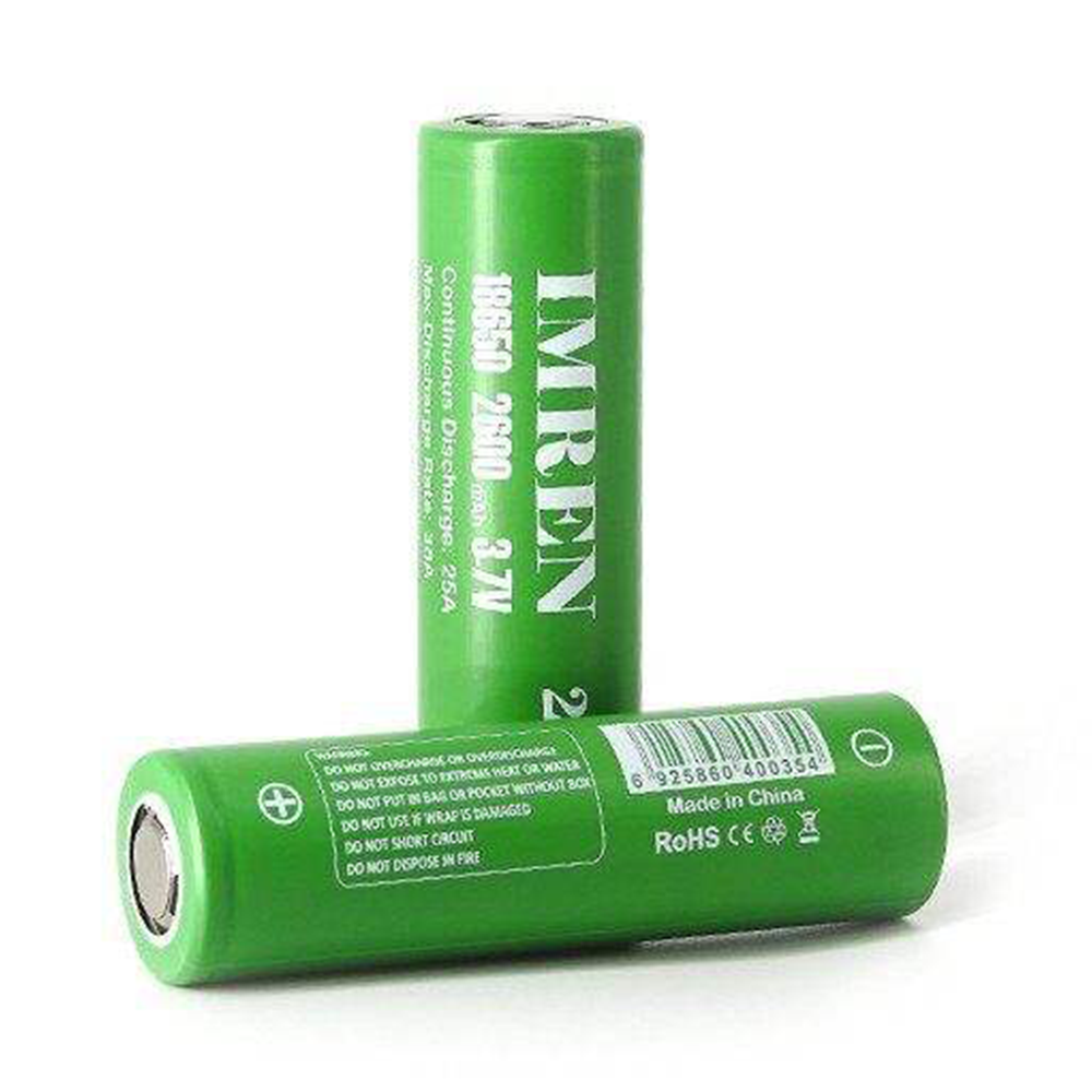 IMREN Green IMR 18650 2600mAh 38A 3.7V Battery 2 Pack